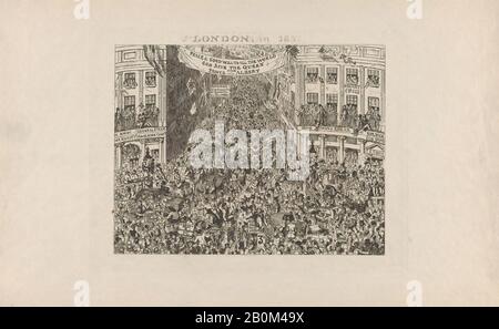 George Cruikshank, Londres, En 1851, Grande Exposition De Mayhew De 1851, George Cruikshank (British, London 1792–1878 London), Queen Victoria (British, London 1819–1901 Isle Of Wight), 1851, Etching, Plaque : 8 3/4 × 11 3/8 In. (22,3 × 28,9 cm), feuille : 12 1/2 × 19 11/16 po. (31,8 × 50 cm), tirages Banque D'Images
