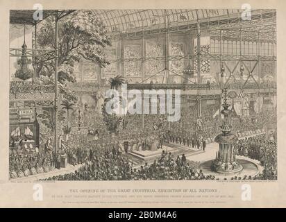 George Cruikshank, l'ouverture de la Grande exposition industrielle De Toutes les nations, par sa Majesté La Reine Victoria Et Son Altesse Royale le Prince Albert, le 1 mai 1851: La vue est Prise de la Galerie Sud-Ouest, À l'époque où l'archevêque propose une prière pour la bénédiction Divine sur les objets de l'exposition, George Cruikshank (British, Londres 1792–1878 Londres), Reine Victoria (British, Londres 1819–1901 Ile de Wight), Prince Albert de Saxe-Coburg et Gotha (Coburg, Allemagne 1819–1861 Windsor), Arthur Wellesley, Premier duc de Wellington (britannique, 1769–1852) Banque D'Images