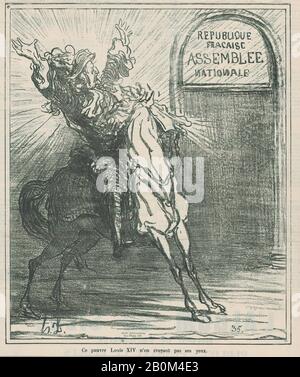 Honoré Daumier, Ce pauvre roi Louis XIV ne croit pas ses yeux, de 'News of the day', publié dans le Charivari, 21 août 1871, 'News of the day' (Actualités), Honoré Daumier (Français, Marseille 1808–1879 Valmondois), Louis XIV, roi de France (Français, Saint-Germain-papier journal-Lithrin, 1838, 1838, 1838, 1838, 1838, 1838, 1838, 1838, 1838, 1838, 1838, 1838, 1821, 1821, 1821, 1821, 1838, 1838, 10 1/2 × 8 3/4 po. (26,7 × 22,3 cm), feuille : 11 13/16 × 11 11/16 po. (30 × 29,7 cm), tirages Banque D'Images