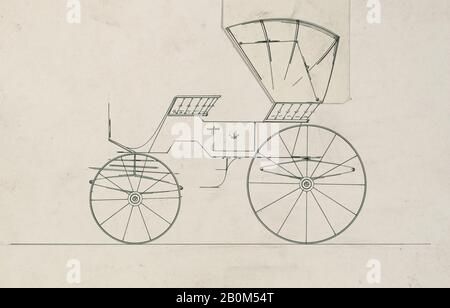 Brewster & Co., Design For Phaeton, Brewster & Co. (Américain, New York), Ca. 1875, encre noire et stylo, feuille : 8 7/8 x 8 7/8 po. (22,5 x 22,5 cm), dessins Banque D'Images