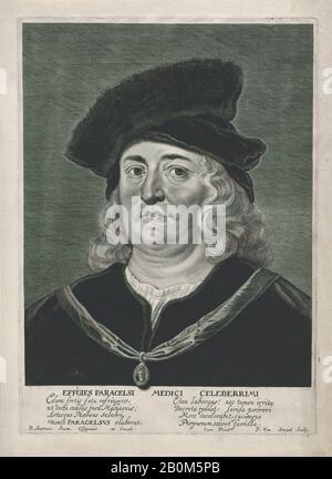 Pieter Van Sompel, Portrait De Theophrastus Paracelsus, Pieter Van Sompel (Néerlandais, Ca. 1600–ca. 1643), rapporteur intermédiaire Pieter Soutman (néerlandais, Haarlem, Californie). 1580–1657 Haarlem), Après Peter Paul Rubens (Flamand, Siegen 1577–1640 Anvers), Paracelsus (Suisse, Einsiedeln 1493 ou 1494–1541 Salzbourg), 1615–43, Gravure; premier état de deux (Hollstein), plaque: 12 1/16 × 8 11/16 in. (30,7 × 22 cm), feuille : 13 7/16 × 9 13/16 po. (34,2 × 24,9 cm), tirages Banque D'Images