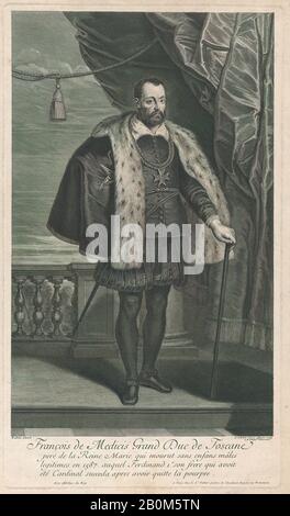Gérard Edelinck, Portrait De Francesco I De' Medici, Grand-Duc De Toscane, Gérard Edelinck (Néerlandais, Anvers 1640–1707 Paris), Rapporteur Intermédiaire Jean Marc Nattier (Français, Paris 1685–1766 Paris), Après Peter Paul Rubens (Flamand, Siegen 1577–1640 Anvers), Francesco De' Medici, Grand-Duc De Florence (Italien 1587-1587). 1707, gravure et gravure, plaque: 19 13/16 × 11 5/16 in. (50,3 × 28,7 cm), feuille : 21 5/16 × 14 1/8 po. (54,2 × 35,9 cm), tirages Banque D'Images