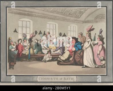 Thomas Rowlandson, Confort de Bath, plaque 11, Confort de Bath, Thomas Rowlandson (British, Londres 1757–1827 Londres), 6 janvier 1798, gravure et aquatint de couleur Manuelle, feuille : 6 15/16 × 9 5/16 po. (17,6 × 23,6 cm), tirages Banque D'Images