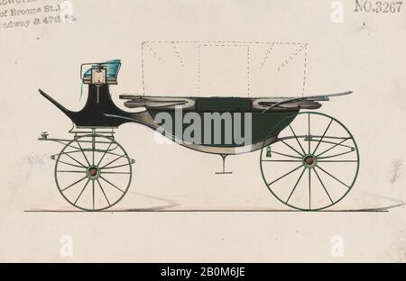 Brewster & Co., Design for Landau, No. 3267, Brewster & Co. (Américain, New York), 1876, encre noire et stylo, aquarelle et gouache avec gomme arabique, feuille : 6 1/16 x 9 po. (15,4 x 22,9 cm), mises en plan Banque D'Images