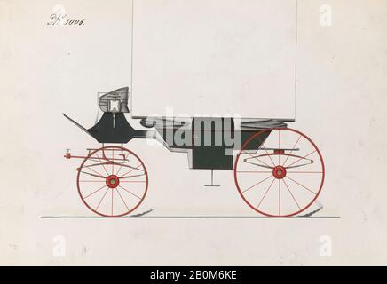 Brewster & Co., Design for Landau, No. 3020, Brewster & Co. (Américain, New York), 1874, encre noire et stylo, aquarelle et gouache avec gomme arabique et encre métallique, feuille: 6 7/8 x 9 7/8 po. (17,5 x 25,1 cm), mises en plan Banque D'Images