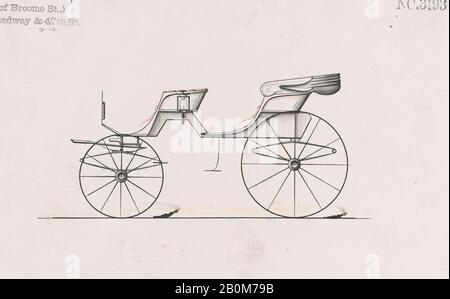 Brewster & Co., Design for Cabriolet Phaeton, no 3193 A, Brewster & Co. (Américain, New York), 1876, aquarelle et encre, feuille : 5 15/16 x 8 1/8 po. (15,1 x 20,6 cm), mises en plan Banque D'Images