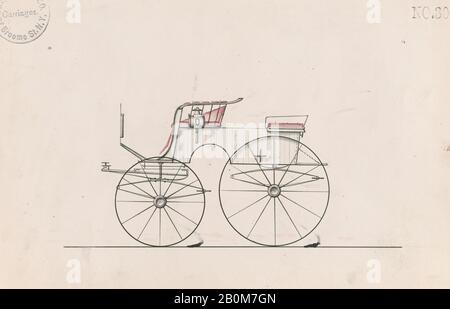 Brewster & Co., conception pour T-Cart Phaeton, no 3031 A, Brewster & Co. (Américain, New York), 1874, aquarelle et encre, feuille : 6 3/16 × 9 1/8 po. (15,7 × 23,2 cm), mises en plan Banque D'Images