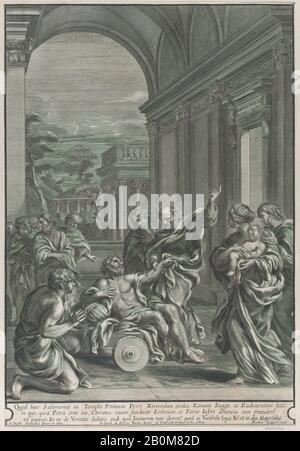 Nicolas Laigniel, Saint Pierre guérir les malades, dans un archway classique, Nicolas Laigniel (français, Rome active, CA. 1680), Après Giovanni Battista Manelli (italien, né Sienne, XVIIe siècle), CA. 1680, Etching, Feuille (Taillée) : 17 5/16 × 11 15/16 Po. (44 × 30,3 cm), tirages Banque D'Images