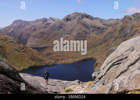 Lac Harris, à mi-chemin du célèbre circuit de Routeburn en Nouvelle-Zélande Banque D'Images