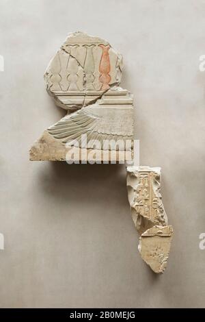 Soulagement préserver une partie d'une scène avec le roi Mentuhotep et la reine Neferu, Royaume du milieu, dynastie 11, règne de Mentuhotep II, tôt, CA. 2051–2030 C.-B., D'Égypte, de Haute-Égypte, de Thèbes, de Deir el-Bahri, de Tombeau de Neferu, 1923–25, de calcaire, de peinture, H. 102 x W. 56 cm (40 3/16 x 22 1/16 po Banque D'Images