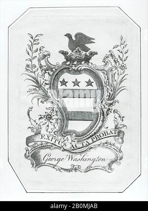 Anonyme, britannique, XVIIIe siècle, Bookplate of George Washington, Anonymous, britannique, XVIIIe siècle, 1772, gravure et gravure, plaque : 3 11/16 × 2 3/8 po. (9,4 × 6,1 cm), feuille : 4 1/16 × 2 7/8 po. (10,3 × 7,3 cm), tirages Banque D'Images