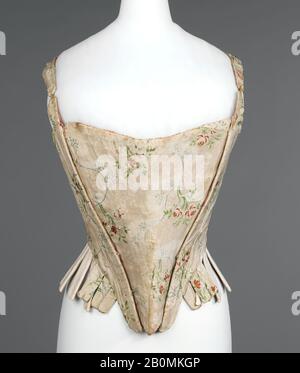 Corset, américain, troisième quart du XVIIIe siècle, américain, soie, lin, roseau, cuir Banque D'Images