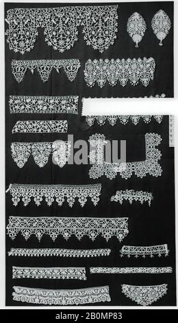 Fragment, italien, XVIe siècle, italien, dentelle à aiguille, dentelle à bobine, L. 8 x W. 2 1/2 pouces (20,3 x 6,4 cm), textiles-lacets Banque D'Images