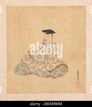 Sumiyoshi Gukei, Portraits et Poèmes des trente-six Immortels Poétiques (Sanjūrokkasen), Japon, période Edo (1615–1868), Sumiyoshi Gukei (japonais, 1631–1705), 1674–92, Japon, Album de trente-six peintures et trente-six poèmes; encre, couleur et or sur soie et papier, image (7/6 feuilles) : (17,4 × 16 cm), Album : 8 3/4 × 7 11/16 × 2 5/8 in. (22,3 × 19,5 × 6,7 cm), Peintures Banque D'Images