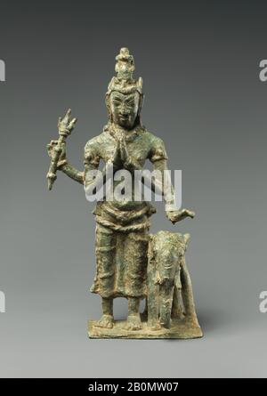 Indra, Seigneur des Dieux: Régent de l'est, Sri Lanka, période Anuradhapura, Date IXe siècle, Sri Lanka, Bronze, H. 9 in. (22,9 cm) ; avec 4 5/8 po. (11,7 cm) ; D. 3 3/4 po. (9,5 cm), Sculpture Banque D'Images