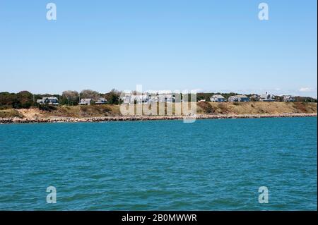 Vue depuis le ferry de Vineyard Haven sur Martha’s Vineyard, Massachusetts, États-Unis. Banque D'Images