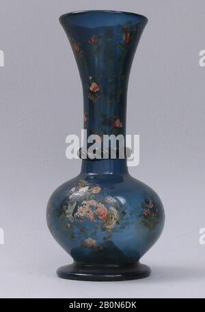 Vase, probablement du XVIIIe au XIXe siècle, Attribué à l'Iran, verre; soufflé, appliqué, peint, outillé sur le pontil, H. 7 3/8 in. (18,7 cm), diam. Max. 3 7/16 po. (8,8 cm), verre Banque D'Images