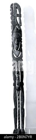 Figure ancêtre (Konumb ou Atei), peuple de Kotar, XIXe siècle, Papouasie-Nouvelle-Guinée, village de Sinmarin, rivière Lower Sepik, peuple de Kotar, bois, peinture, H. 76 3/4 x W. 6 1/4 x D. 4 1/4 po. (194,9 x 15,9 x 10,8 cm), sculpture sur bois Banque D'Images