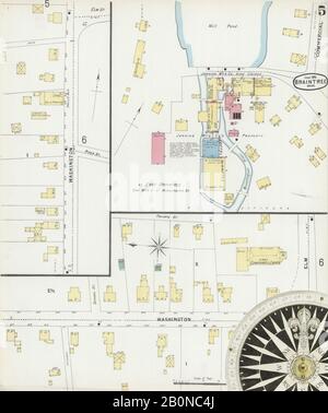 Image 5 De La Carte D'Assurance-Incendie Sanborn De Braintree, Comté De Norfolk, Massachusetts. Juin 1896. 6 feuille(s), Amérique, plan de rue avec compas du XIXe siècle Banque D'Images