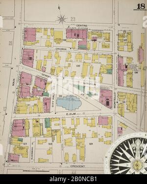 Image 19 De La Carte D'Assurance-Incendie Sanborn De Brockton, Comté De Plymouth, Massachusetts. 1893. 52 feuille(s). Direction, Amérique, plan de rue avec un compas du XIXe siècle Banque D'Images
