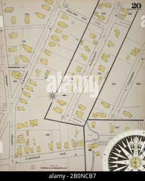 Image 21 De La Carte D'Assurance-Incendie Sanborn De Brockton, Comté De Plymouth, Massachusetts. 1893. 52 feuille(s). Direction, Amérique, plan de rue avec un compas du XIXe siècle Banque D'Images