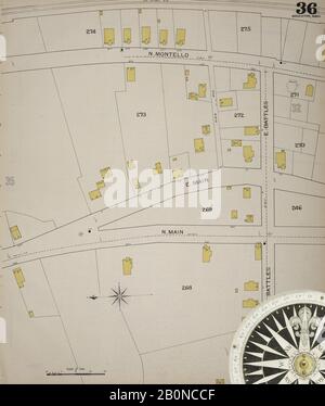 Image 37 De La Carte D'Assurance-Incendie Sanborn De Brockton, Comté De Plymouth, Massachusetts. 1893. 52 feuille(s). Direction, Amérique, plan de rue avec un compas du XIXe siècle Banque D'Images