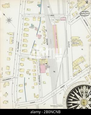 Image 2 De La Carte D'Assurance-Incendie Sanborn De Meriden, New Haven County, Connecticut. Sept. 1891. 28 feuille(s), Amérique, plan de rue avec compas du XIXe siècle Banque D'Images