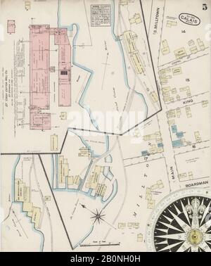 Image 5 De La Carte D'Assurance-Incendie Sanborn De Calais, Comté De Washington, Maine. Septembre 1884. 5 feuille(s), Amérique, plan de rue avec un compas du dix-neuvième siècle Banque D'Images