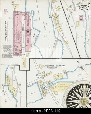 Image 6 De La Carte D'Assurance-Incendie Sanborn De Calais, Comté De Washington, Maine. Novembre 1889. 8 feuille(s), Amérique, plan de rue avec un compas du dix-neuvième siècle Banque D'Images