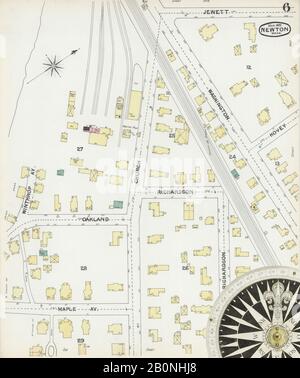 Image 6 De La Carte D'Assurance-Incendie Sanborn De Newton, Comté De Middlesex, Massachusetts. Mars 1892. 25 feuille(s), Amérique, plan de rue avec compas du dix-neuvième siècle Banque D'Images