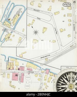 Image 8 De La Carte D'Assurance-Incendie Sanborn De Newton, Comté De Middlesex, Massachusetts. Mars 1892. 25 feuille(s), Amérique, plan de rue avec compas du dix-neuvième siècle Banque D'Images