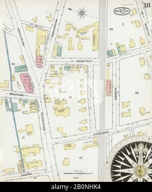 Image 18 De La Carte D'Assurance-Incendie Sanborn De Newton, Comté De Middlesex, Massachusetts. Mars 1892. 25 feuille(s), Amérique, plan de rue avec compas du dix-neuvième siècle Banque D'Images