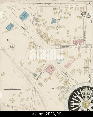 Image 3 De La Carte D'Assurance-Incendie Sanborn De Quincy, Comté De Norfolk, Massachusetts. Sept 1885. 9 feuille(s), Amérique, plan de rue avec compas du XIXe siècle Banque D'Images