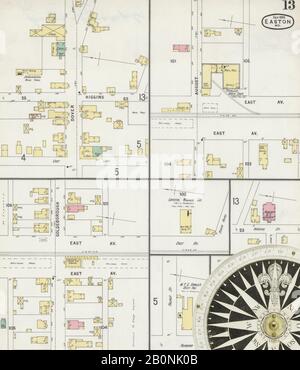 Image 13 De La Carte D'Assurance-Incendie Sanborn D'Easton, Comté De Talbot, Maryland. Sept 1896. 13 feuille(s). Inclut Saint Michaels, Oxford, Trape, Amérique, plan de rue avec un compas du dix-neuvième siècle Banque D'Images
