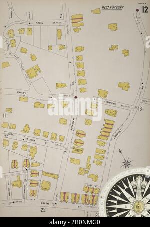 Image 13 De La Carte D'Assurance-Incendie Sanborn De Boston, Comté De Suffolk, Massachusetts. 7, 1898. 121 feuille(s). Direction, Amérique, plan de rue avec un compas du XIXe siècle Banque D'Images