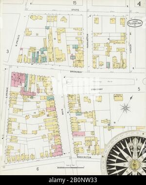 Image 4 De La Carte D'Assurance-Incendie Sanborn De Flushing, Comté De Queens, New York. Janvier 1897. 16 feuille(s), Amérique, plan de rue avec compas du XIXe siècle Banque D'Images