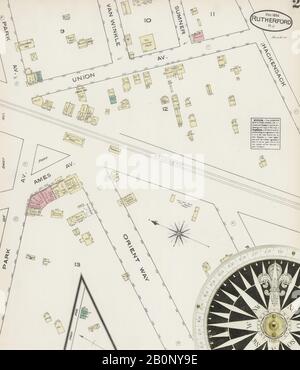 Image 2 De La Carte D'Assurance-Incendie Sanborn De Rutherford, Comté De Bergen, New Jersey. Déc 1884. 2 feuille(s), Amérique, plan de rue avec un compas du dix-neuvième siècle Banque D'Images