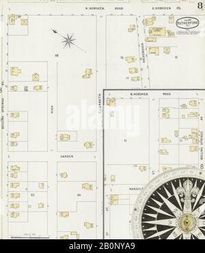 Image 8 De La Carte D'Assurance-Incendie Sanborn De Rutherford, Comté De Bergen, New Jersey. Janvier 1897. 8 feuilles. Inclut East Rutherford, Amérique, plan de rue avec un compas du dix-neuvième siècle Banque D'Images