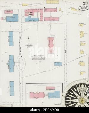 Image 23 De La Carte D'Assurance-Incendie Sanborn D'Ithaca, Comté De Tompkins, New York. Déc 1893. 26 feuille(s), Amérique, plan de rue avec compas du XIXe siècle Banque D'Images