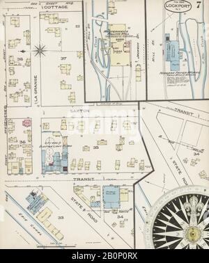 Image 7 De La Carte D'Assurance-Incendie Sanborn De Lockport, Comté De Niagara, New York. Fév 1886. 17 feuille(s), Amérique, plan de rue avec compas du XIXe siècle Banque D'Images