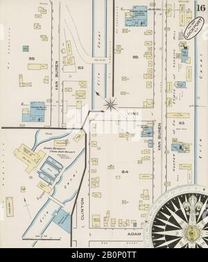 Image 16 De La Carte D'Assurance-Incendie Sanborn De Lockport, Comté De Niagara, New York. Fév 1886. 17 feuille(s), Amérique, plan de rue avec compas du XIXe siècle Banque D'Images