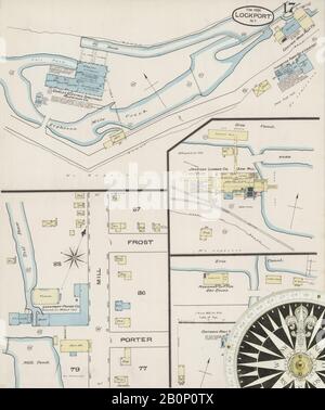 Image 17 De La Carte D'Assurance-Incendie Sanborn De Lockport, Comté De Niagara, New York. Fév 1886. 17 feuille(s), Amérique, plan de rue avec compas du XIXe siècle Banque D'Images