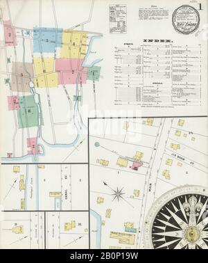 Image 1 De La Carte D'Assurance-Incendie Sanborn De Bay Shore, Comté De Suffolk, New York. Mars 1897. 8 feuille(s), Amérique, plan de rue avec un compas du dix-neuvième siècle Banque D'Images