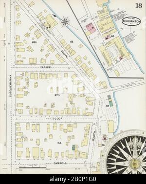 Image 18 De La Carte D'Assurance-Incendie Sanborn De Binghamton, Comté De Broome, New York. Juin 1891. 32 feuille(s), Amérique, plan de rue avec compas du dix-neuvième siècle Banque D'Images