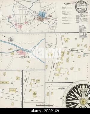 Image 1 De La Carte D'Assurance-Incendie Sanborn De Mount Kisco, Comté De Westchester, New York. Juillet 1890. 3 feuille(s), Amérique, plan de rue avec un compas du dix-neuvième siècle Banque D'Images