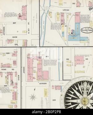 Image 26 De La Carte D'Assurance-Incendie Sanborn D'Allentown, Comté De Lehigh, Pennsylvanie. Octobre 1891. 32 feuille(s), Amérique, plan de rue avec compas du dix-neuvième siècle Banque D'Images