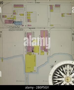 Image 26 De La Carte D'Assurance-Incendie Sanborn De Chester, Comté De Delaware, Pennsylvanie. 1898. 56 feuille(s). Direction, Amérique, plan de rue avec un compas du XIXe siècle Banque D'Images