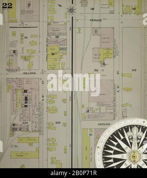 Image 22 De La Carte D'Assurance-Incendie Sanborn D'Erie, Comté D'Erie, Pennsylvanie. 1888. 36 feuille(s). Direction, Amérique, plan de rue avec un compas du XIXe siècle Banque D'Images