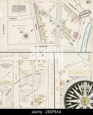 Image 21 De La Carte D'Assurance-Incendie Sanborn De Harrisburg, Comté De Dauphin, Pennsylvanie. Oct 1884. 28 feuille(s), Amérique, plan de rue avec compas du XIXe siècle Banque D'Images