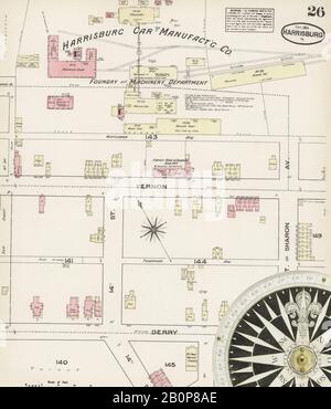 Image 26 De La Carte D'Assurance-Incendie Sanborn De Harrisburg, Comté De Dauphin, Pennsylvanie. Oct 1884. 28 feuille(s), Amérique, plan de rue avec compas du XIXe siècle Banque D'Images